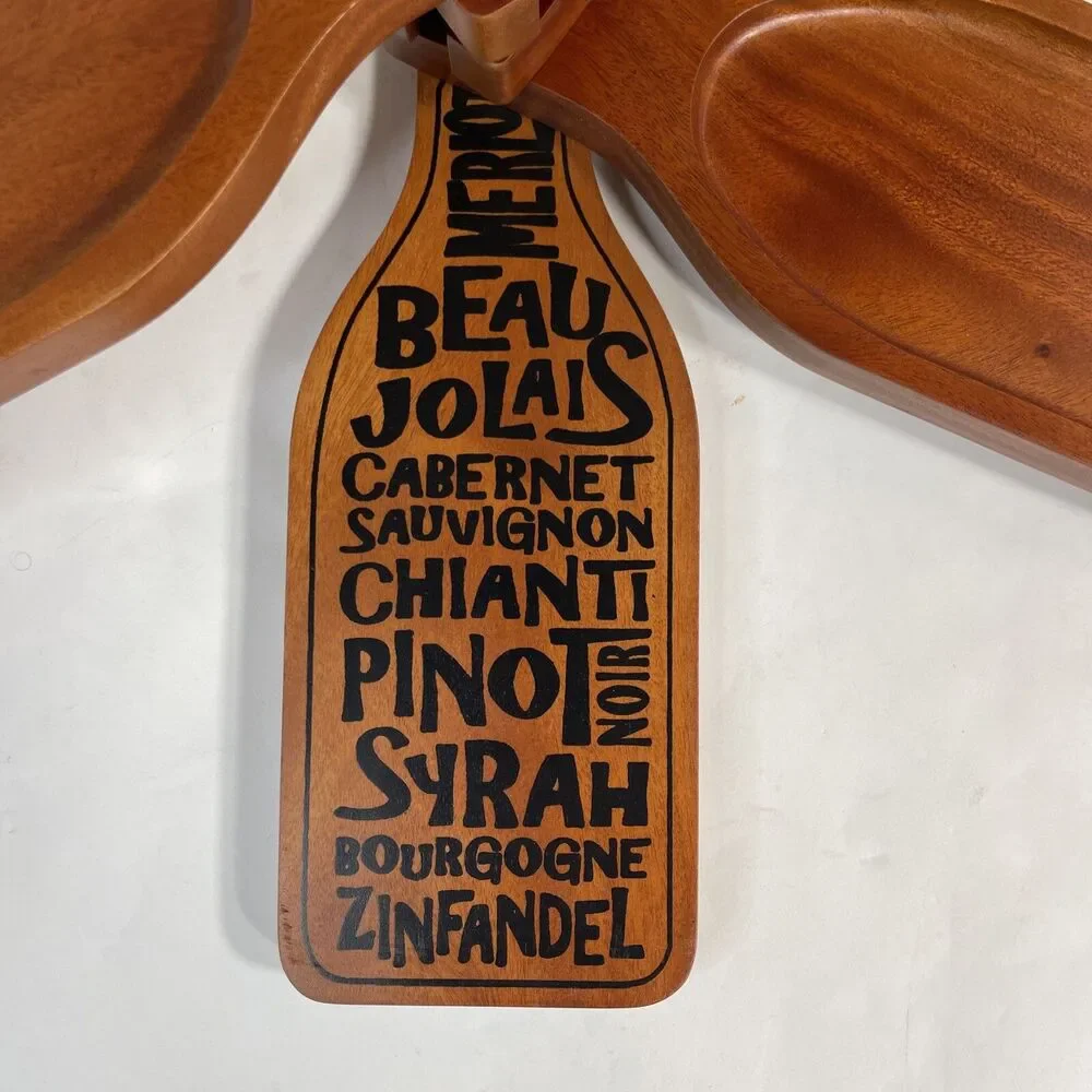 Primeware Inc Wine Bottle Shaped Wood Stackable Serving Platter Tray